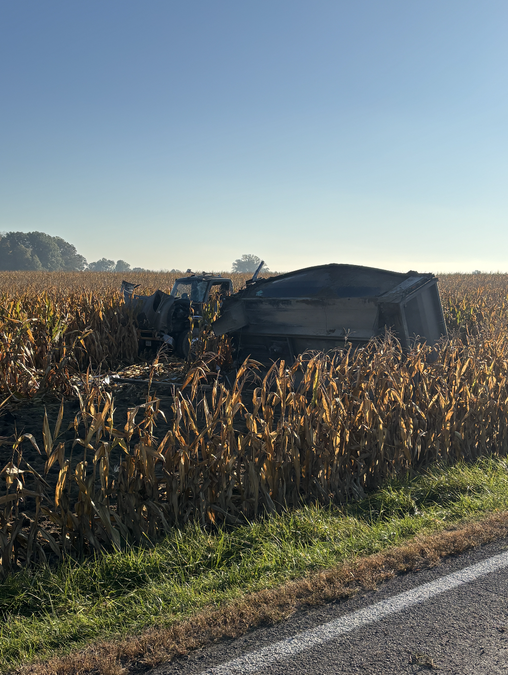 Dump Truck Rolls Into Cornfield Near St. Joe